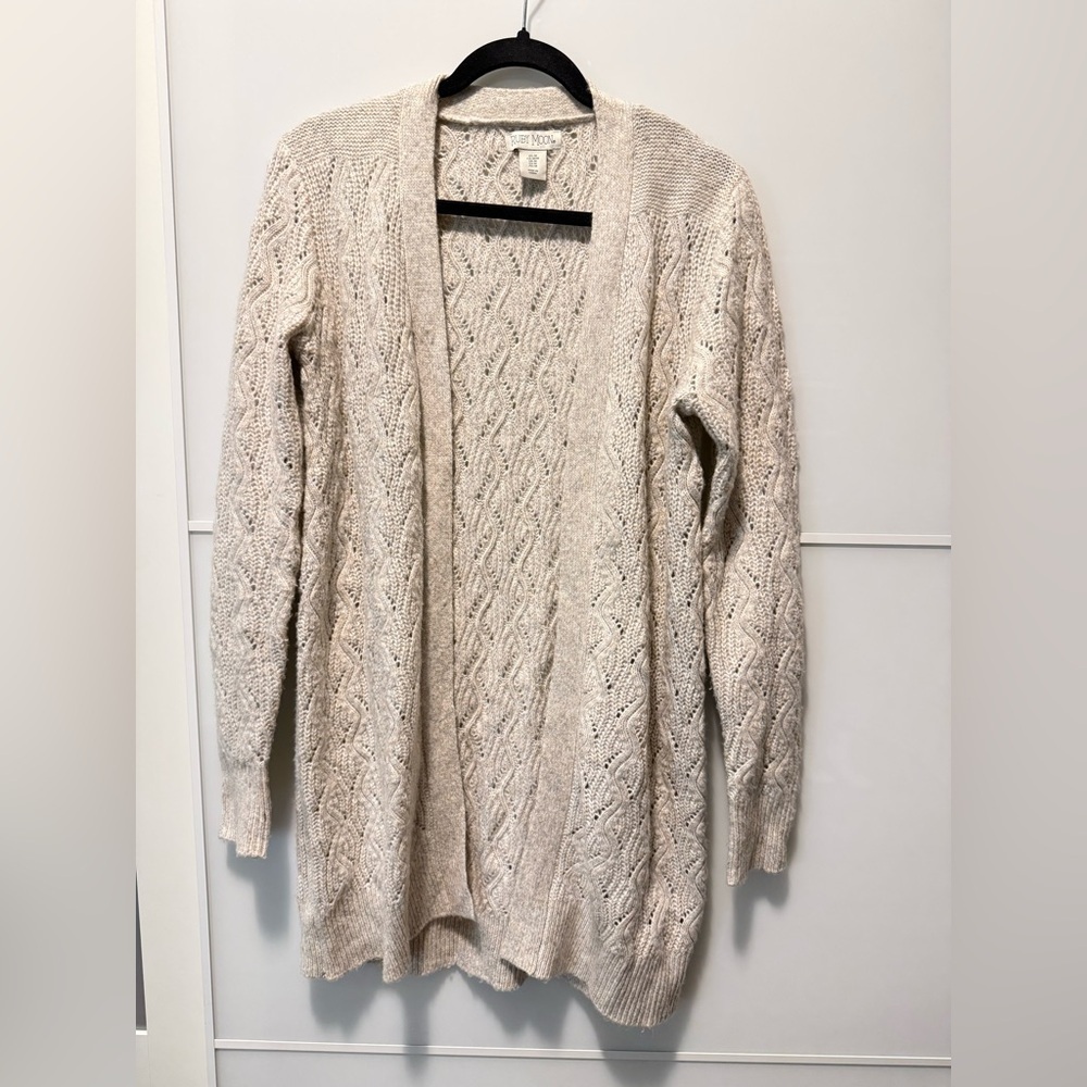 Ruby Moon Soft Cream Open-Front Cardigan